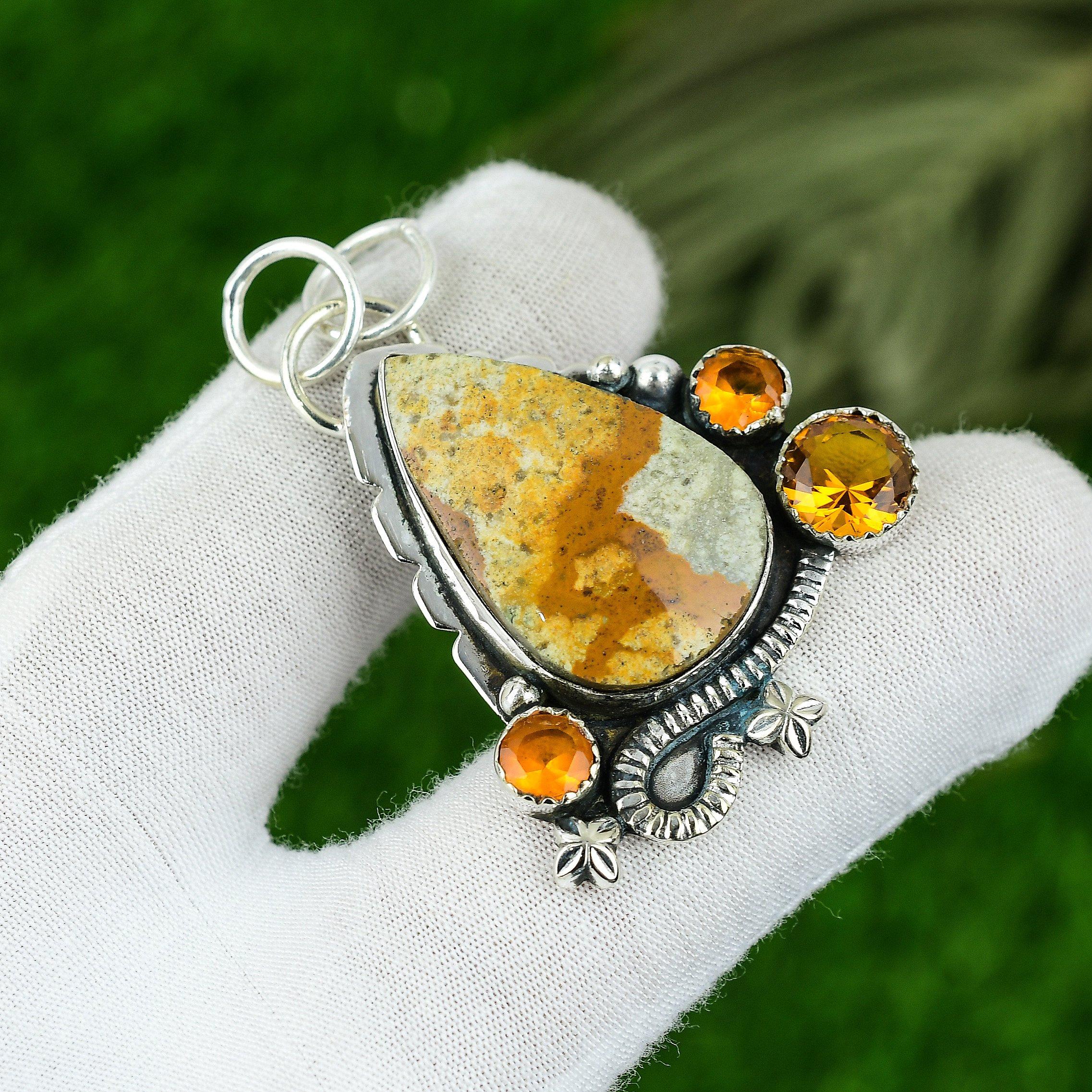 Womens day Sale 925 Sterling Silver Picture Jasper Stone Citrine Pendant Jewelry
Womens day Sale 925 Sterling Silver Picture Jasper Stone Citrine Pendant Jewelry