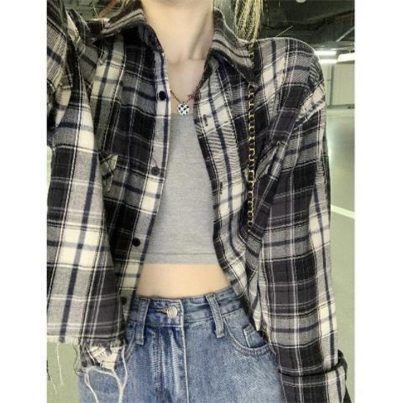 Женская рубашка нового стиля, сшитая из лоскутов, с воротником поло на пуговицах, клетчатая, модная, свободного кроя, универсальная, повседневная, с длинным рукавом S чёрный
Женская рубашка нового стиля, сшитая из лоскутов, с воротником поло на пуговицах, клетчатая, модная, свободного кроя, универсальная, повседневная, с длинным рукавом S чёрный