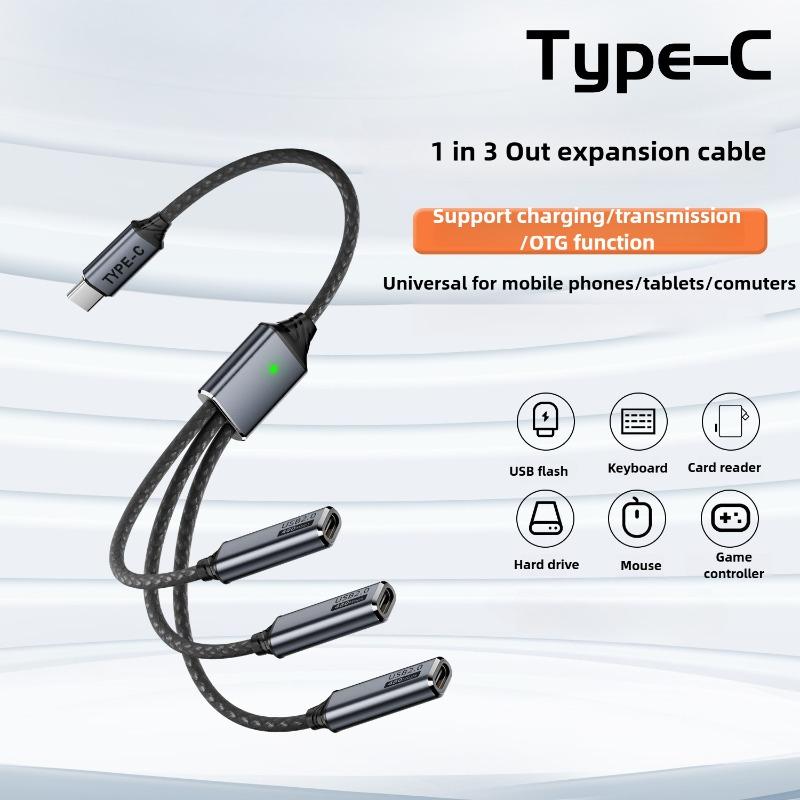 USB HUB Splitter Cable for Charging/Data Transfer Car 3 Ports USB-A Expansion Hub Type-c To USB Adapter Supports USB Flash OTG
USB HUB Splitter Cable for Charging/Data Transfer Car 3 Ports USB-A Expansion Hub Type-c To USB Adapter Supports USB Flash OTG