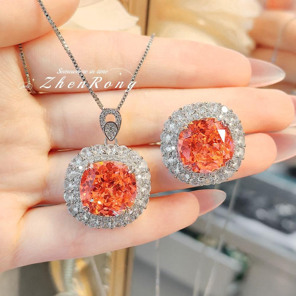 Women Jewelry Set Orange Pendant Necklace Luxury High Carbon Diamond Nest Cut Ring Set
Women Jewelry Set Orange Pendant Necklace Luxury High Carbon Diamond Nest Cut Ring Set