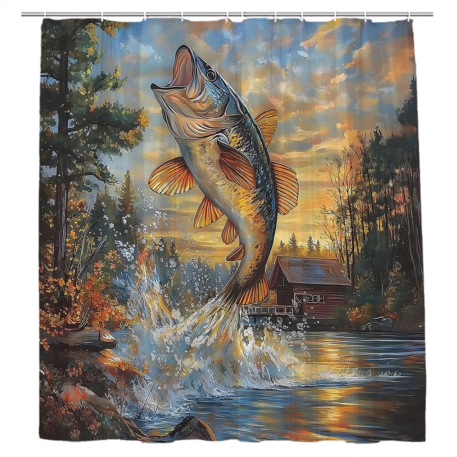 Rustic Cabin Shower Curtain Country Lodge Bass Fish Lake Fishing Funny Farmhouse Rustic Hunting Camp Forest Nature Art Fisherman W60H190(CM)-1 Pcs
Rustic Cabin Shower Curtain Country Lodge Bass Fish Lake Fishing Funny Farmhouse Rustic Hunting Camp Forest Nature Art Fisherman W60H190(CM)-1 Pcs