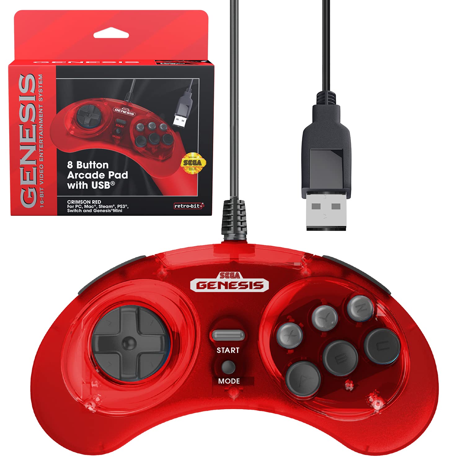Sega Genesis USB Controller 8 Button Arcade Pad для Sega Genesis Raspberry Pi USB Port Retro-Bit Mini, Switch, PC, Mac, Steam, RetroPi, - (Багряний
Sega Genesis USB Controller 8 Button Arcade Pad для Sega Genesis Raspberry Pi USB Port Retro-Bit Mini, Switch, PC, Mac, Steam, RetroPi, - (Багряний