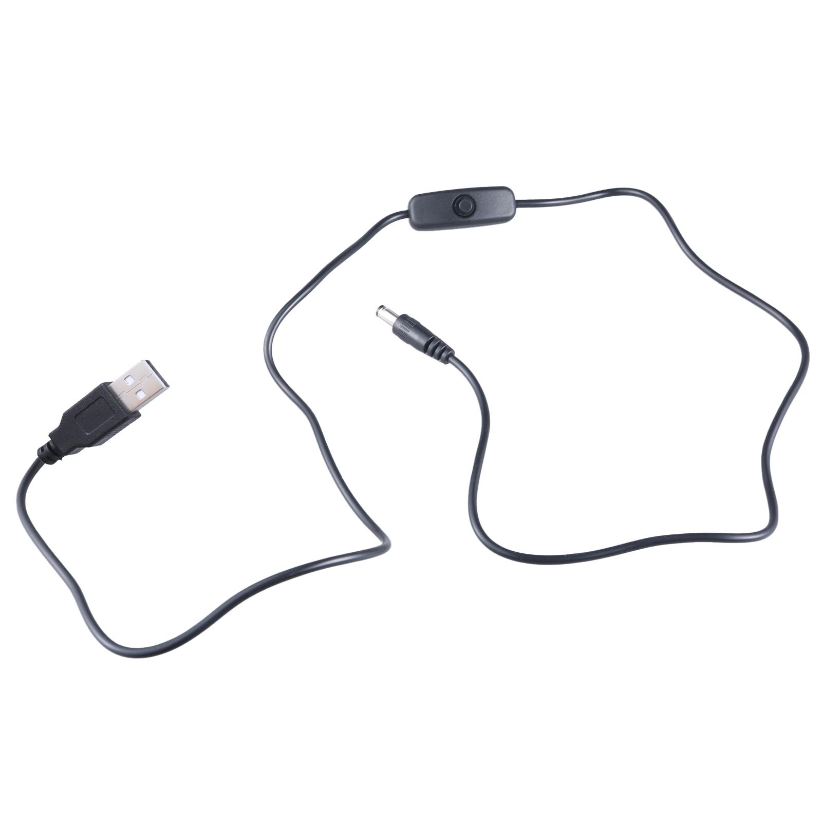 Кабель питания USB - DC5.5x2.1 мм с удобной кнопкой включения/выключения для электронных устройств 5 В, длина 100 см, черный