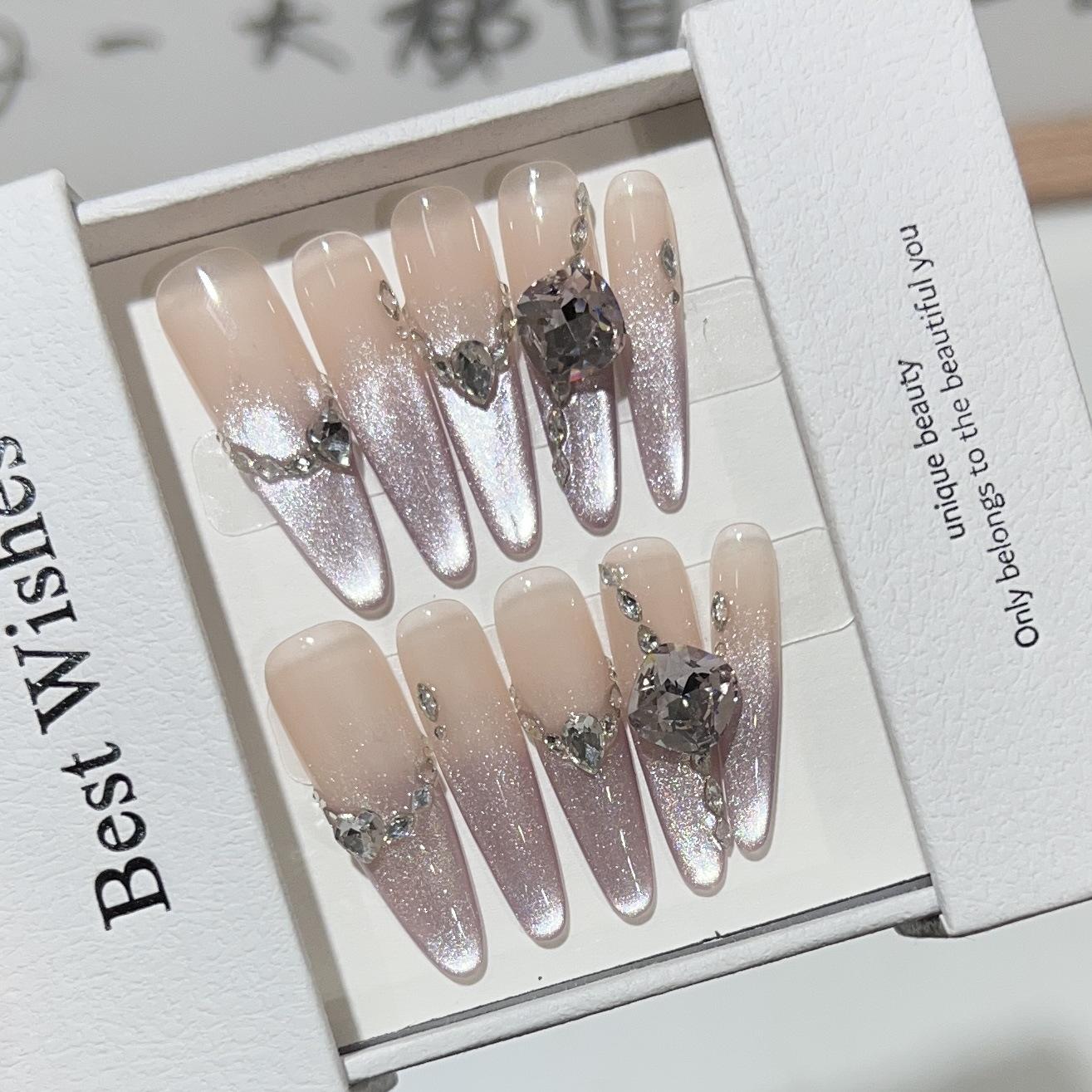 Purple Romantic Cat Eye Press-On Nails: Handmade, Super Flash Diamond Nude False Nails Medium M
Purple Romantic Cat Eye Press-On Nails: Handmade, Super Flash Diamond Nude False Nails Medium M