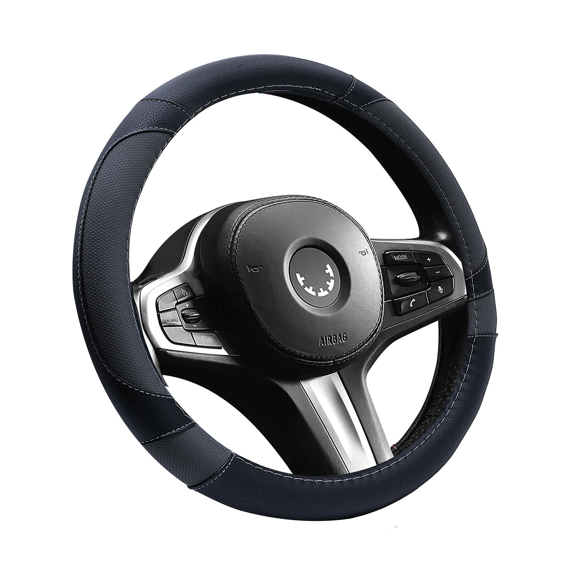 Patterned and Color-Accented Synthetic Leather Slip-On Steering Wheel Cover
Patterned and Color-Accented Synthetic Leather Slip-On Steering Wheel Cover