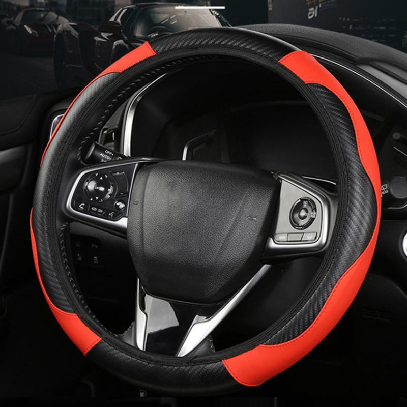 39cm Carbon Fiber Leather Steering Wheel Cover Anti-Slip Car Steering Wheel Protector Wine Red
39cm Carbon Fiber Leather Steering Wheel Cover Anti-Slip Car Steering Wheel Protector Wine Red