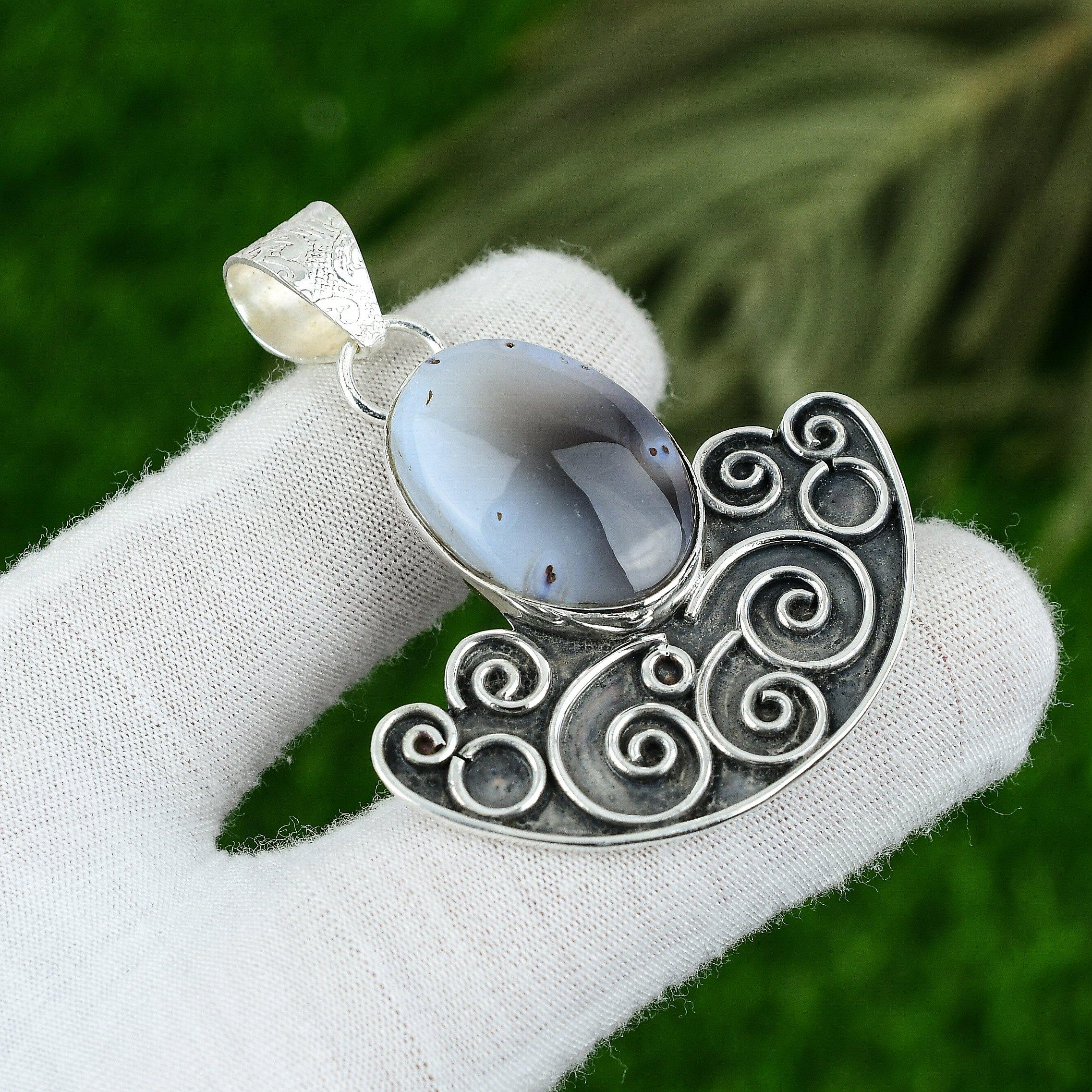 Oval Natural Dendrite Opal Bezel Daughter New Pendant Jewelry Sterling Silver
Oval Natural Dendrite Opal Bezel Daughter New Pendant Jewelry Sterling Silver