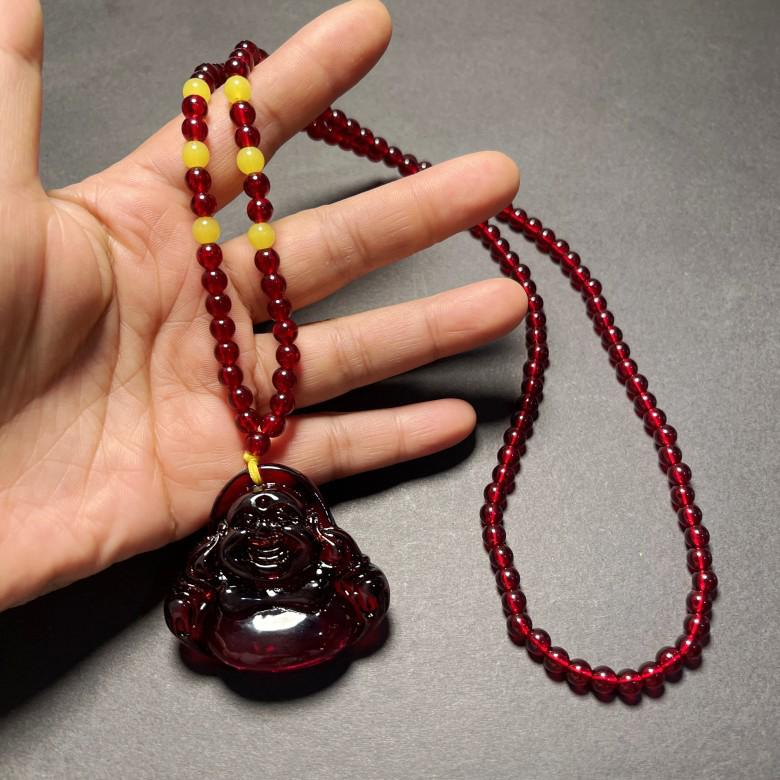 Unisex Amber Imitation Guanyin Maitreya Buddha Pendant Necklace with Lucky Bag in Ethnic Style
Unisex Amber Imitation Guanyin Maitreya Buddha Pendant Necklace with Lucky Bag in Ethnic Style