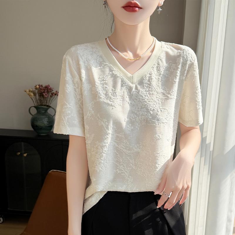 Short-sleeved T-shirt Women s Heavy Jacquard Loose Base Layer Blouse, Summer New Style V-neck Knitted Sweater XXL бежевий
Short-sleeved T-shirt Women s Heavy Jacquard Loose Base Layer Blouse, Summer New Style V-neck Knitted Sweater XXL бежевий