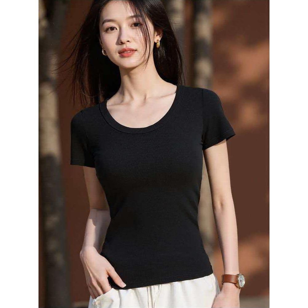 Be careful with the machine U-neck slim-fitting short-sleeved T-shirt for women s summer new Korean waist-pinched thin white bottoming shirt top 2XL
Be careful with the machine U-neck slim-fitting short-sleeved T-shirt for women s summer new Korean waist-pinched thin white bottoming shirt top 2XL