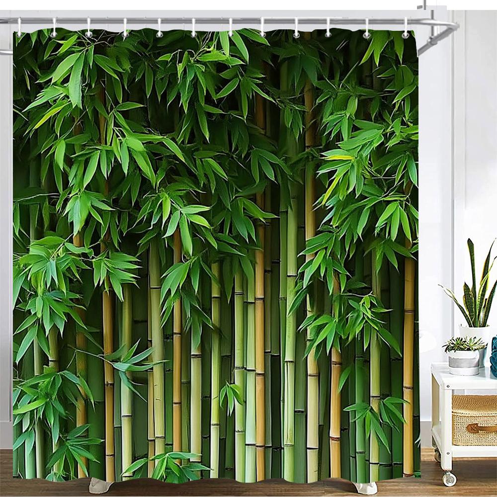 Green Plant Bamboo Shower Curtain Bath Curtain Polyester Fabric Leaves Printed Bathroom Curtains For Home Decoration Curtain W60H190(CM)-1 Pcs
Green Plant Bamboo Shower Curtain Bath Curtain Polyester Fabric Leaves Printed Bathroom Curtains For Home Decoration Curtain W60H190(CM)-1 Pcs