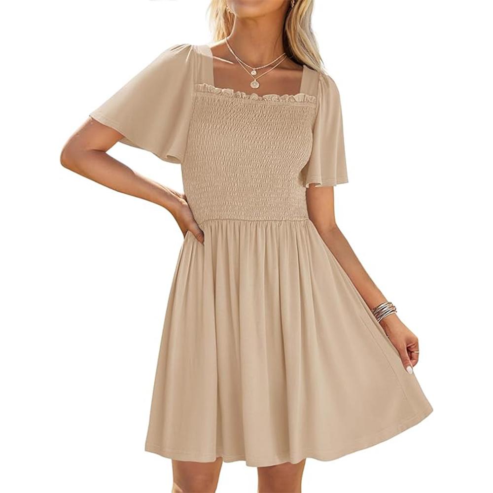 Women s 2025 Summer Casual Mini Dress Flutter Short Sleeve Square Neck Smocked Tiered Ruffle Flowy Dresses S
Women s 2025 Summer Casual Mini Dress Flutter Short Sleeve Square Neck Smocked Tiered Ruffle Flowy Dresses S