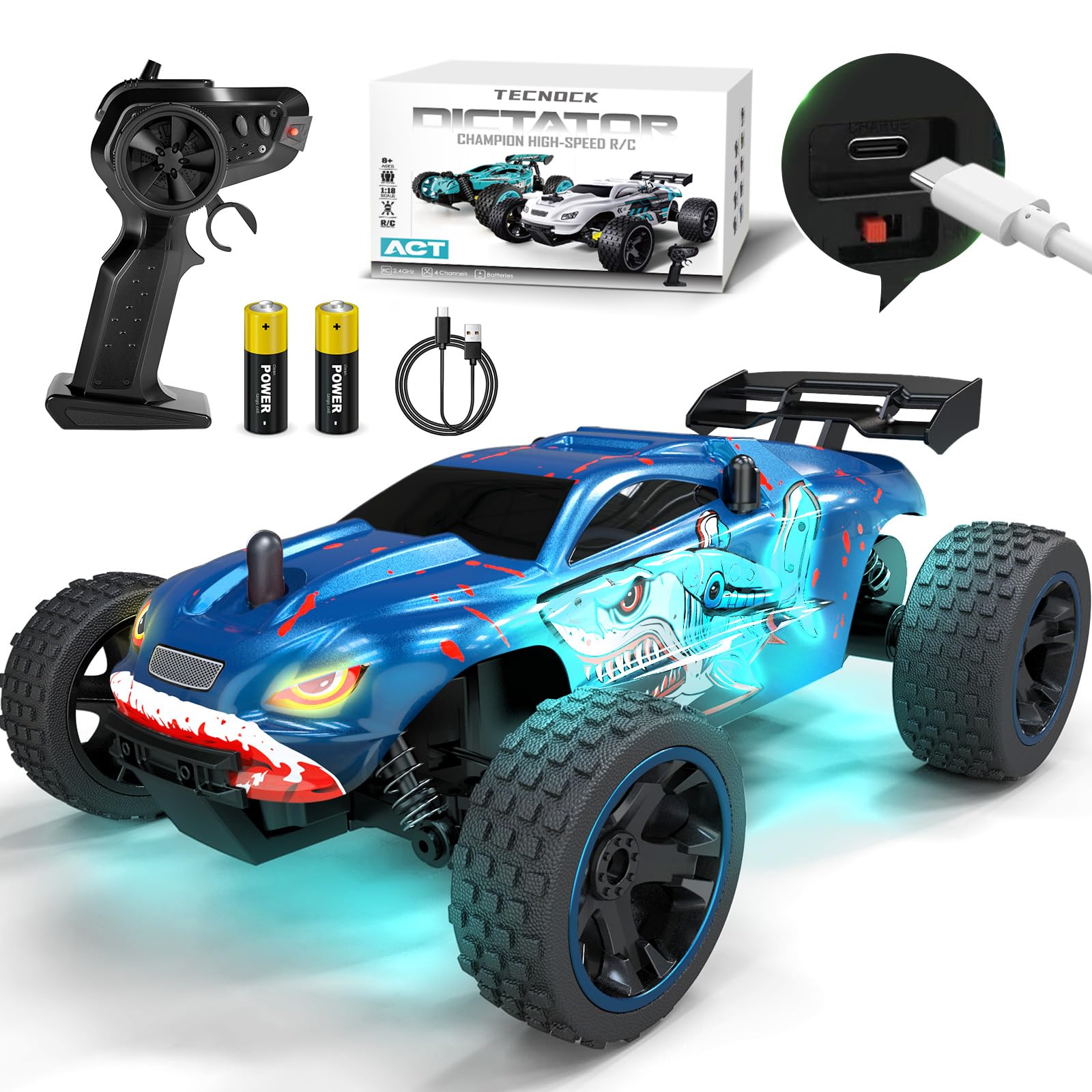 Tecnock RC Car for USB Toy RC Birthday Gift Kids, Type-C Charging, Off-Road Car, 2.4Ghz Car, (Blue Shark)
Tecnock RC Car for USB Toy RC Birthday Gift Kids, Type-C Charging, Off-Road Car, 2.4Ghz Car, (Blue Shark)