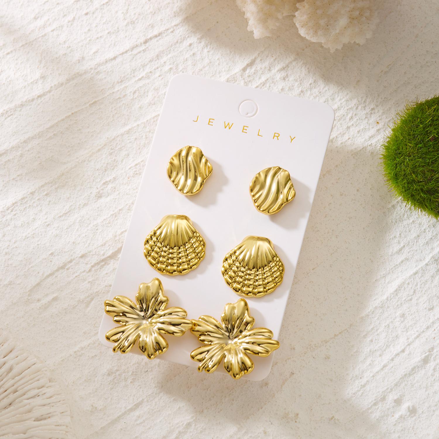 6pcs Gold Color Starfish Shell Stud Earrings Set for Women Ocean Series CCB Metal Textured Earring Boho Beach Party Jewelry
6pcs Gold Color Starfish Shell Stud Earrings Set for Women Ocean Series CCB Metal Textured Earring Boho Beach Party Jewelry