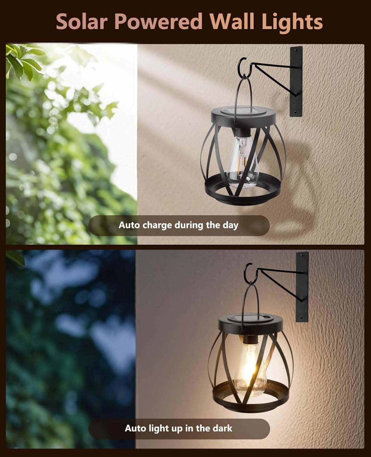 Solar Hanging Lantern, 2-Pack Waterproof Outdoor Wall Lights with Hooks, No Wiring Needed for Patio, Garden, Porch United States
Solar Hanging Lantern, 2-Pack Waterproof Outdoor Wall Lights with Hooks, No Wiring Needed for Patio, Garden, Porch United States