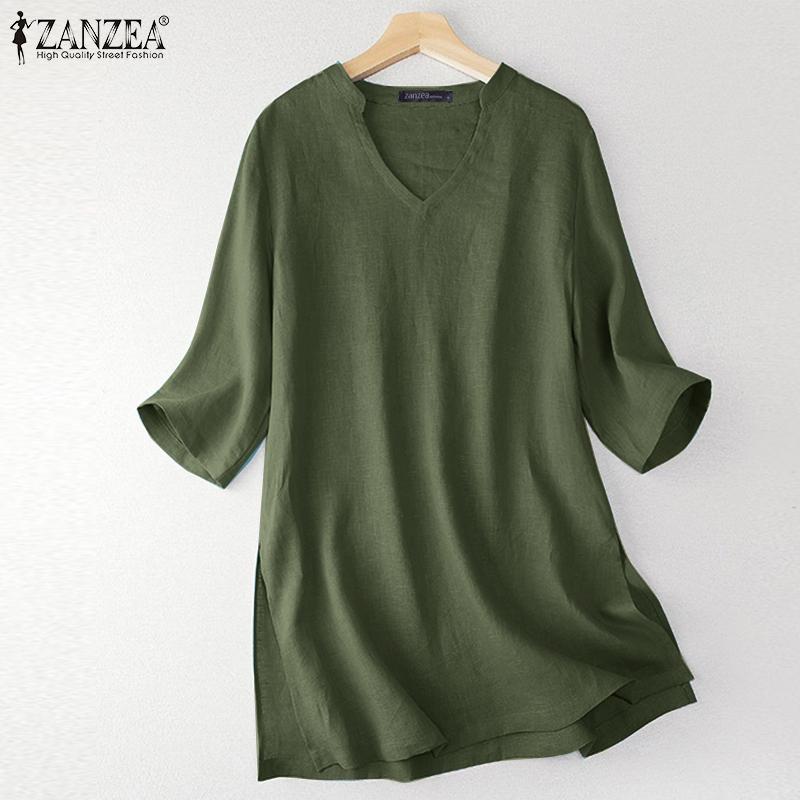 ZANZEA Летнее повседневное свободное хлопковое платье с v-образным вырезом и рукавами 3/4
ZANZEA Летнее повседневное свободное хлопковое платье с v-образным вырезом и рукавами 3/4