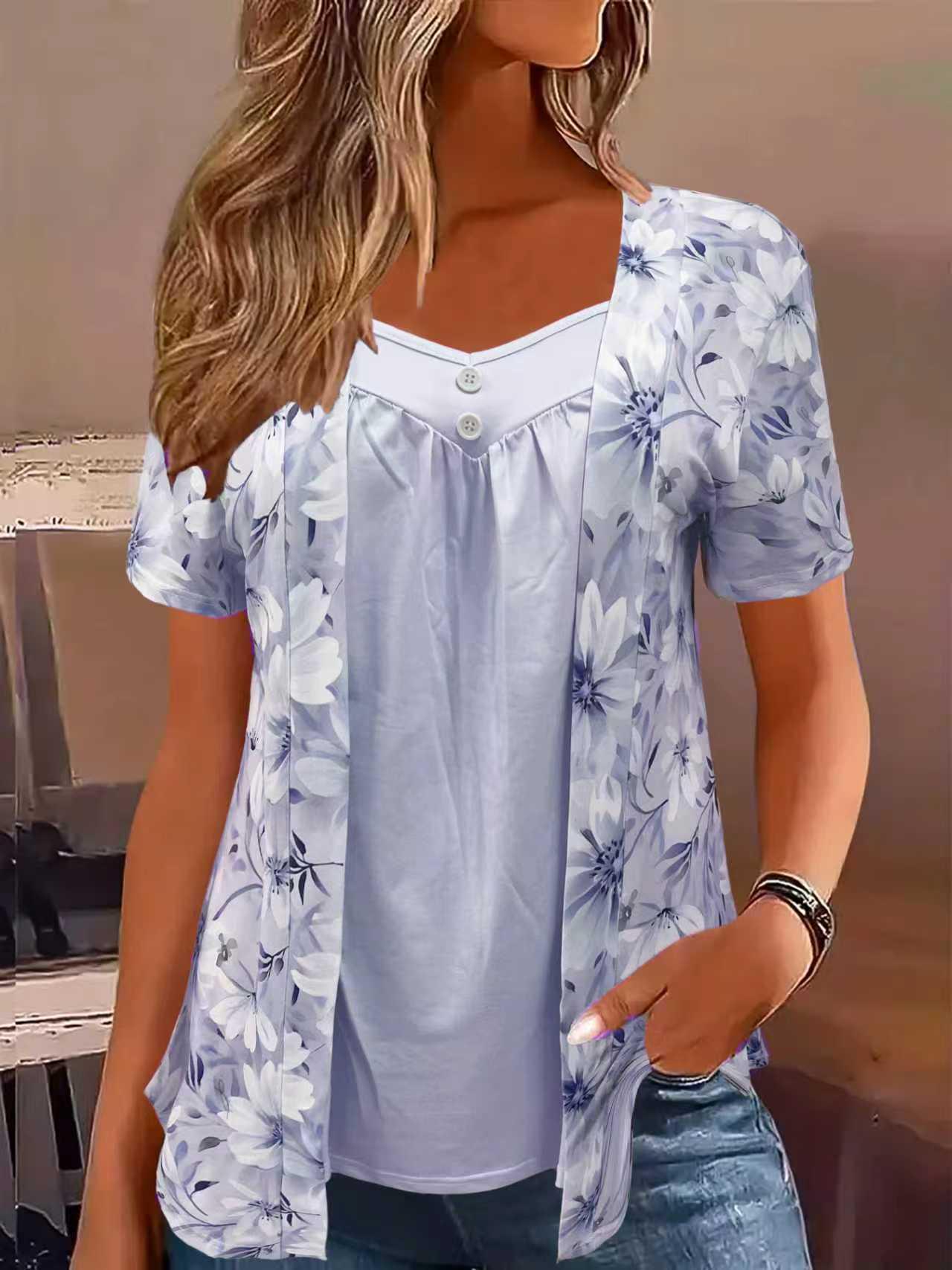 Spring/Summer 2025 Women s Short-Sleeve Button Top with Print – European and American Style, Fake Two-Piece Design 4XL синій
Spring/Summer 2025 Women s Short-Sleeve Button Top with Print – European and American Style, Fake Two-Piece Design 4XL синій
