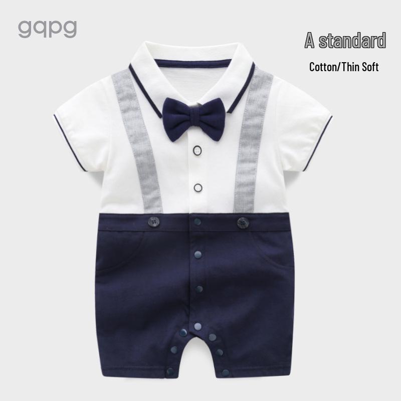 Baby Boy Summer Outfit: 100 Days & Birthday Gentleman Romper, Short Sleeve 59 cm 
Baby Boy Summer Outfit: 100 Days & Birthday Gentleman Romper, Short Sleeve 59 cm