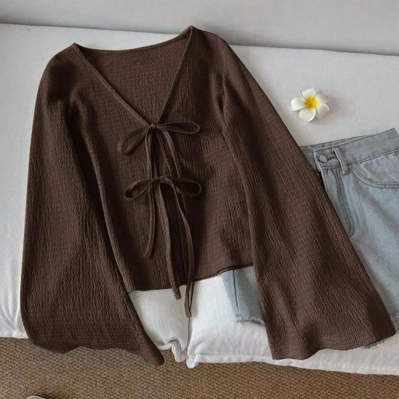 Women s Casual Solid Color Tie Front Semi-Fitted Flare Sleeve Blouse V-Neck Knit Textured Fabrics Cottagecore Top XL кавовий
Women s Casual Solid Color Tie Front Semi-Fitted Flare Sleeve Blouse V-Neck Knit Textured Fabrics Cottagecore Top XL кавовий