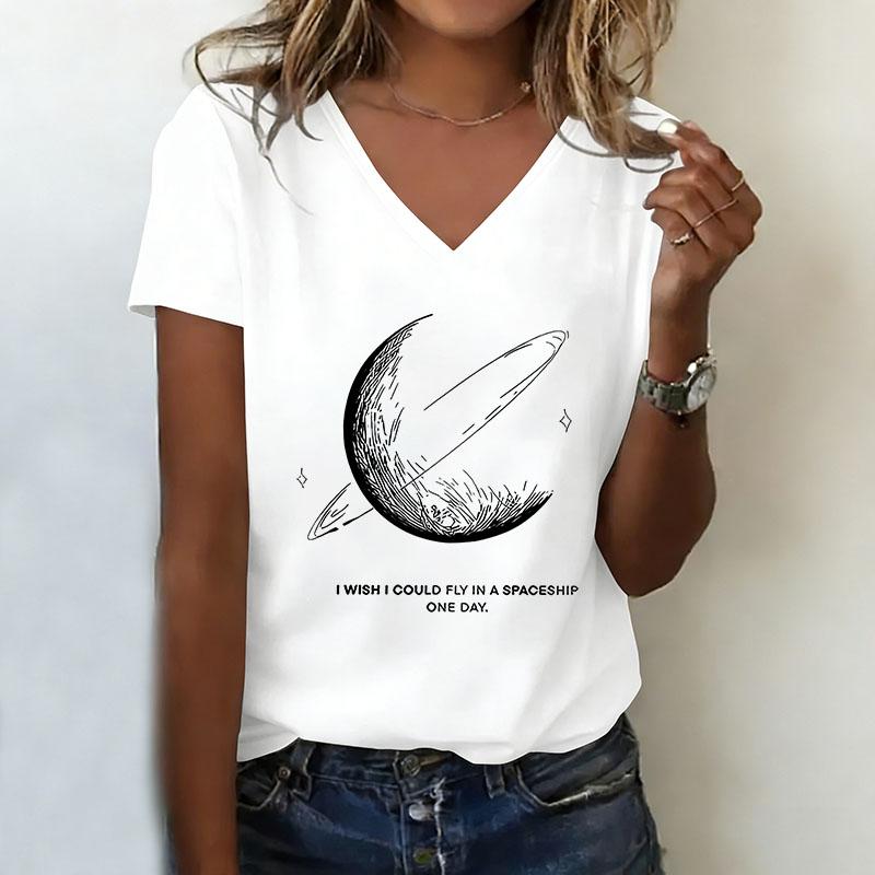 Printed V-neck casual and fashionable women s short sleeved T-shirt XL
Printed V-neck casual and fashionable women s short sleeved T-shirt XL
