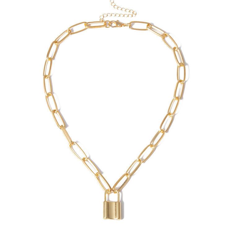 Popular Lock Pendant Chain Necklace Punk Link Chain Gold Color Padlock Pendant Necklace Women Fashion Gothic Zircon Gift
Popular Lock Pendant Chain Necklace Punk Link Chain Gold Color Padlock Pendant Necklace Women Fashion Gothic Zircon Gift