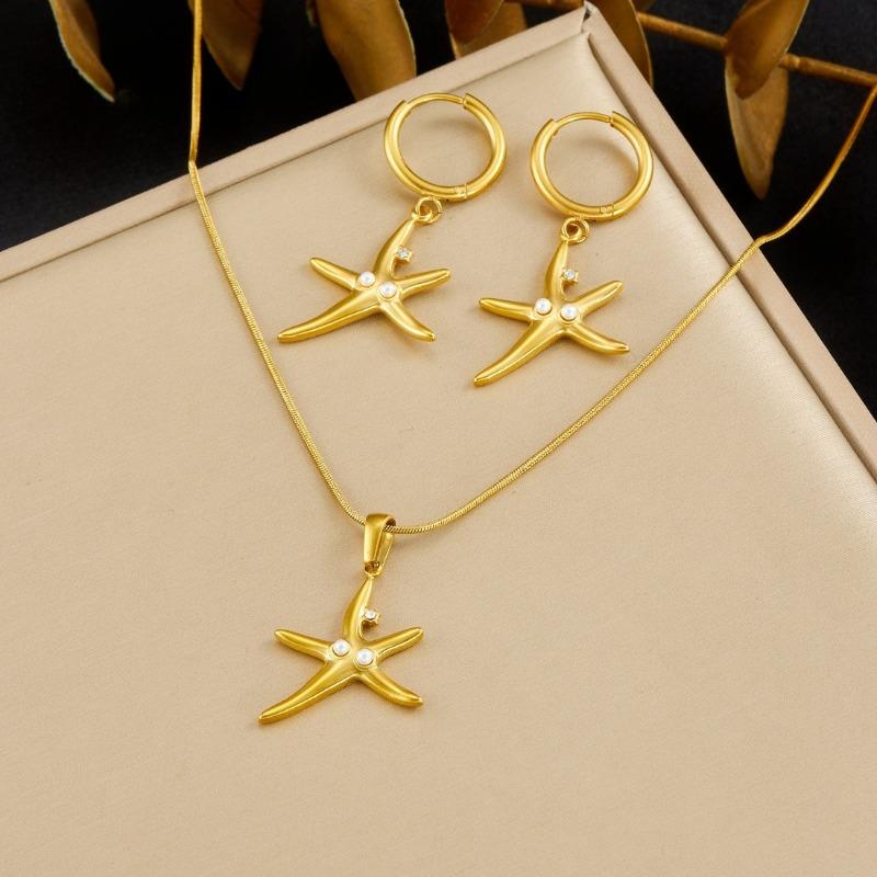 Gold Plated Starfish Jewelry Set Necklace and Hoop Earrings with Pearl and Crystal Accents золотой
Gold Plated Starfish Jewelry Set Necklace and Hoop Earrings with Pearl and Crystal Accents золотой