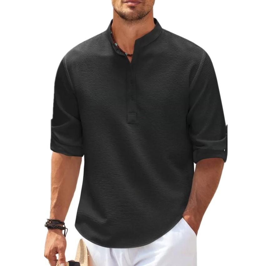 Men s Crinkle Linen Blend Shirt Henley Neck Roll-Up Long Sleeve Casual Top S чорний
Men s Crinkle Linen Blend Shirt Henley Neck Roll-Up Long Sleeve Casual Top S чорний