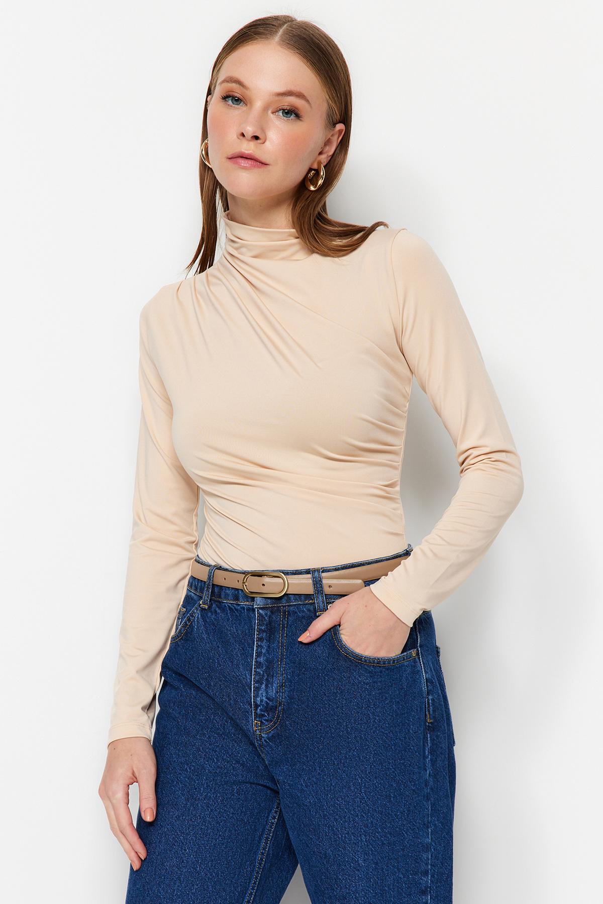 Women s Fashion New Bodysuit with Stone Gather Detail, High Collar, Snap Fastener, Flexible Knitted Bodysuit L хакі
Women s Fashion New Bodysuit with Stone Gather Detail, High Collar, Snap Fastener, Flexible Knitted Bodysuit L хакі