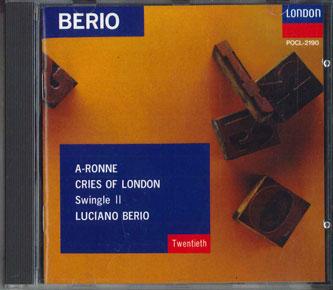CD LUCIANO BERIO - Berio:a-ronne/Cries Of London POCL2190 POLY DOR 1990 Japan Classical Used
CD LUCIANO BERIO - Berio:a-ronne/Cries Of London POCL2190 POLY DOR 1990 Japan Classical Used