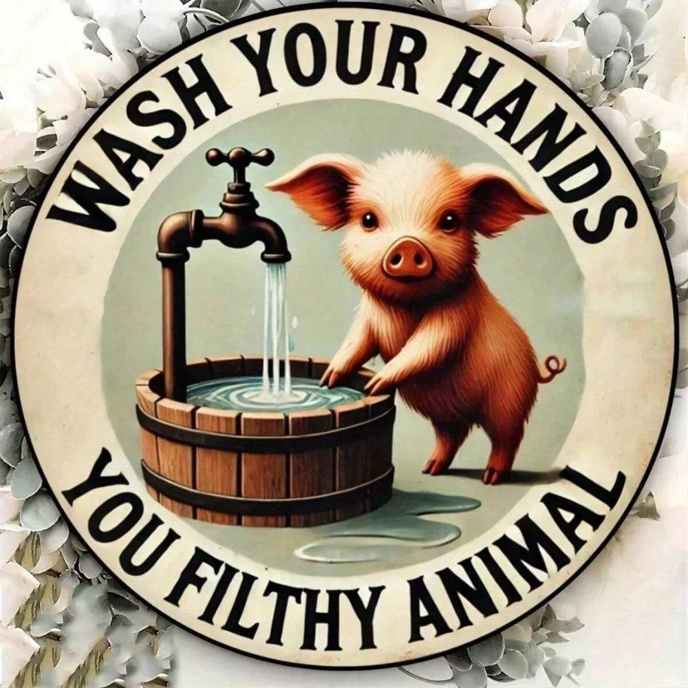 Handmade Pig Washing Round Metal Sign Farmhouse Wall Decor Indoor Outdoor Garden Art Easy Hang 20x20 різнокольоровий
Handmade Pig Washing Round Metal Sign Farmhouse Wall Decor Indoor Outdoor Garden Art Easy Hang 20x20 різнокольоровий