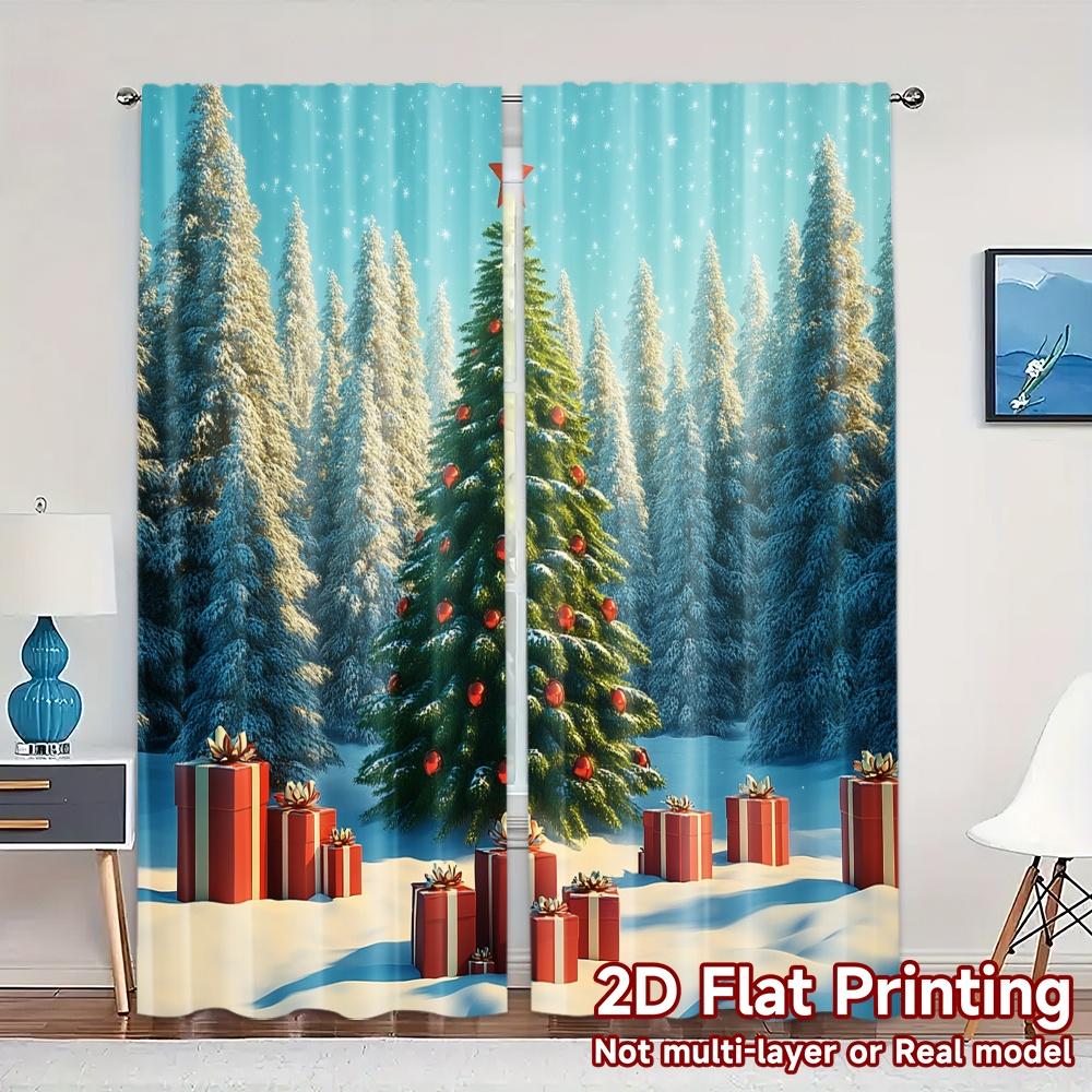 Set Of 2 Curtains Christmas Tree Gifts Snow Chic Pattern Versatile Polyester Outdoor Decorations Ldeal Curtain Made W100*H70(CM)-Hooks&1PCS
Set Of 2 Curtains Christmas Tree Gifts Snow Chic Pattern Versatile Polyester Outdoor Decorations Ldeal Curtain Made W100*H70(CM)-Hooks&1PCS