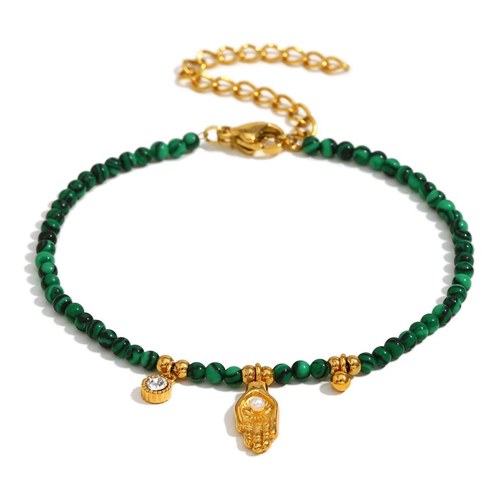 Boho Stainless Steel Gold Color Hand Zircon Pendant Green Beads Bracelet for Women 18K Gold Plated Handmade Charm Zircon Gift зелений
Boho Stainless Steel Gold Color Hand Zircon Pendant Green Beads Bracelet for Women 18K Gold Plated Handmade Charm Zircon Gift зелений