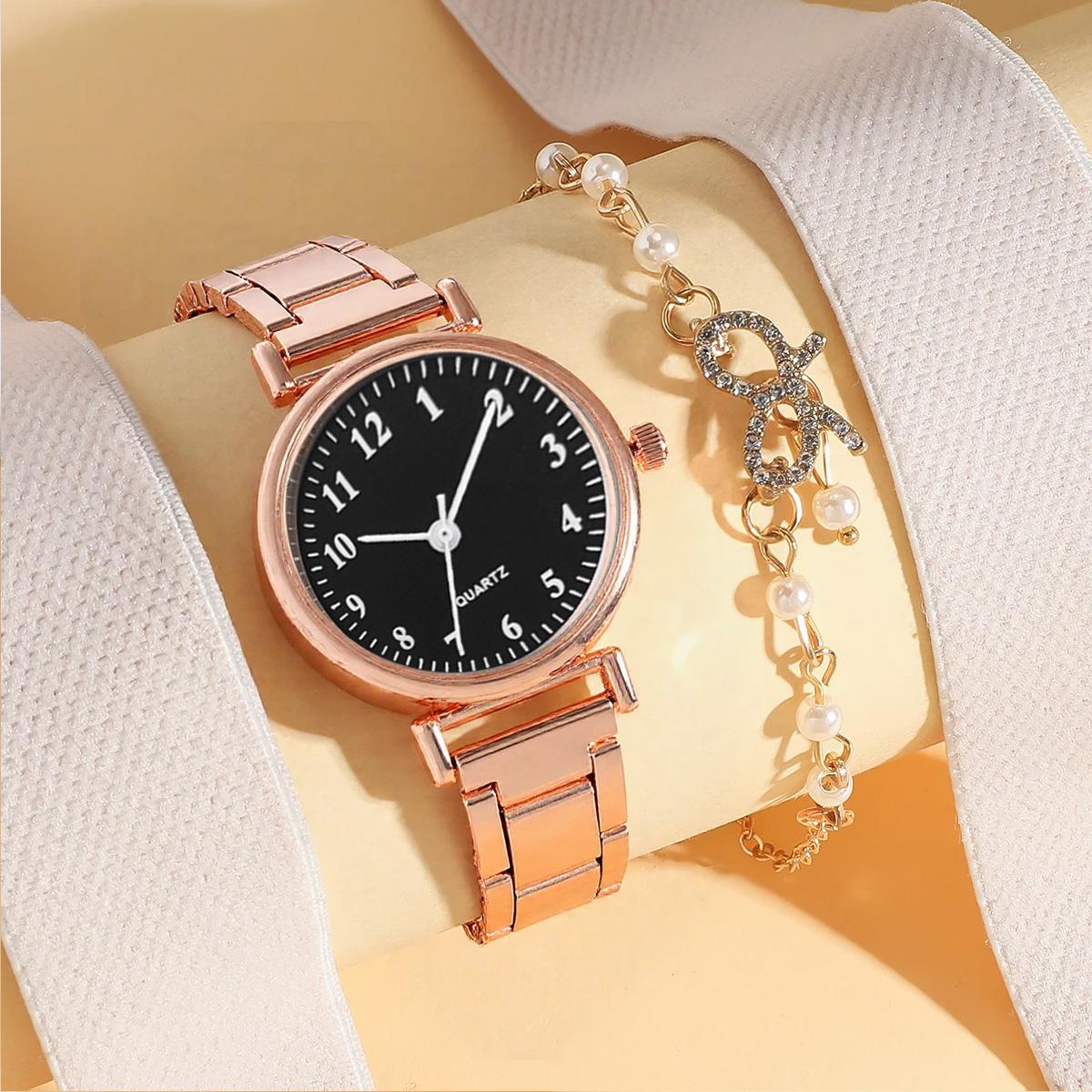 Fashionable and light luxury round dial steel band women s quartz watch set with diamond pearl bracelet 2 pieces, suitable for d кофейный
Fashionable and light luxury round dial steel band women s quartz watch set with diamond pearl bracelet 2 pieces, suitable for d кофейный