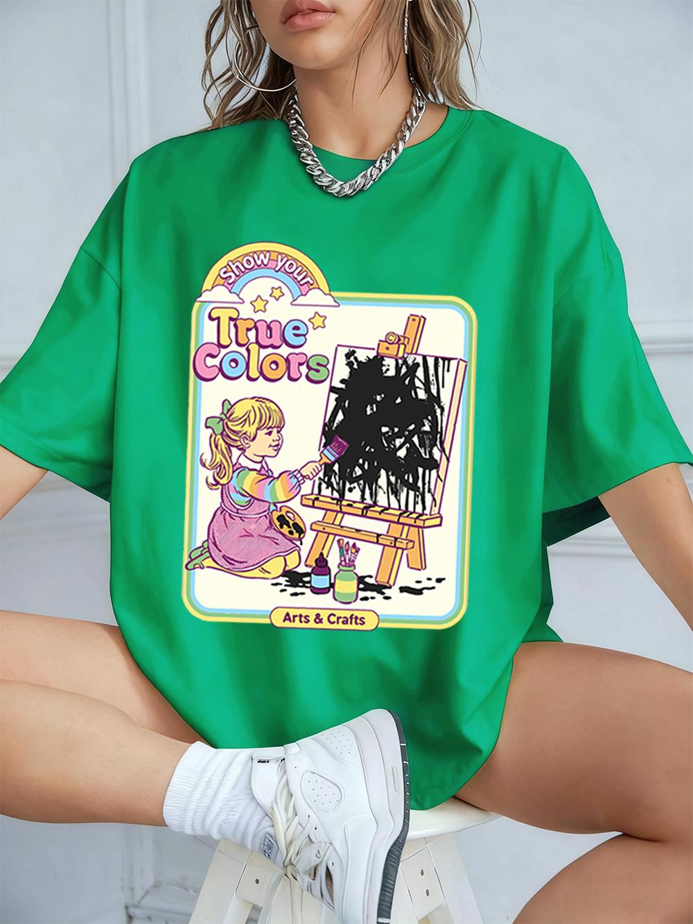 True Colors Funny Comic Printing TShirts Womens Summer Cotton Short Sleeve T Shirt Loose ONeck Soft Tops Casual Womans Clothes 4XL
True Colors Funny Comic Printing TShirts Womens Summer Cotton Short Sleeve T Shirt Loose ONeck Soft Tops Casual Womans Clothes 4XL