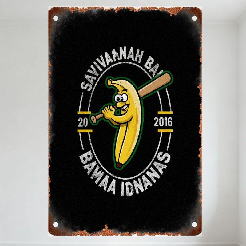 Vintage Savannah Bay Metal Tin Sign with Banana Character Holding Baseball Bat, 2020-2016 Text, Distressed Retro Wall Decor for 20x30cm(7.8x11.8inch)
Vintage Savannah Bay Metal Tin Sign with Banana Character Holding Baseball Bat, 2020-2016 Text, Distressed Retro Wall Decor for 20x30cm(7.8x11.8inch)