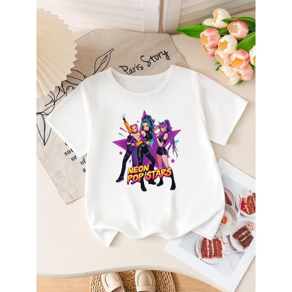 Girls Neon Pop Stars Anime Print Short Sleeve T-Shirt Cute K-POP Idol Group Graphic Tee Kids Summer Casual Top 110
Girls Neon Pop Stars Anime Print Short Sleeve T-Shirt Cute K-POP Idol Group Graphic Tee Kids Summer Casual Top 110