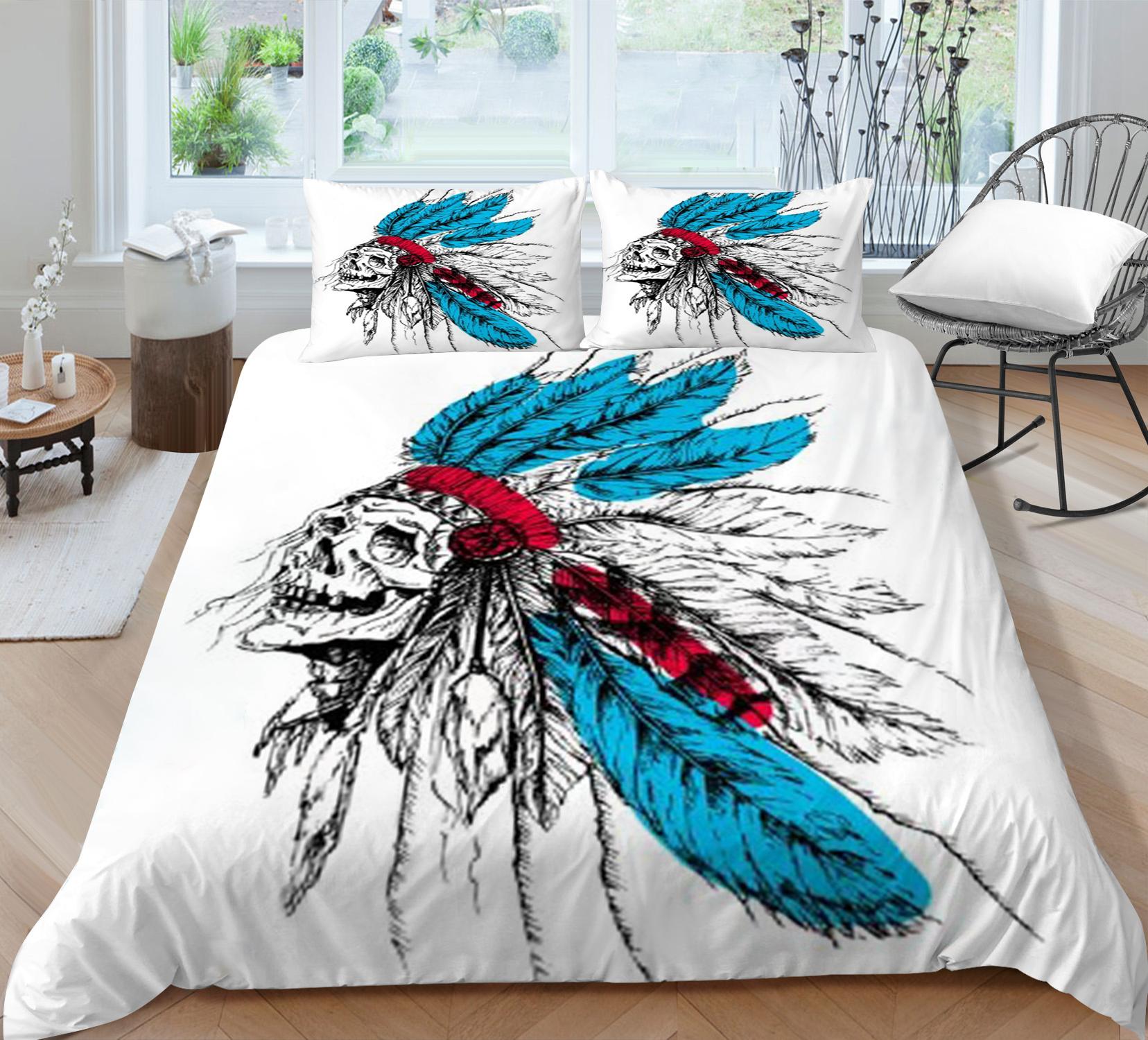 3D Череп Пододеяльник Комплект Модные Роскошные Постельные Комплекты Девочек Подростков Домашний Текстиль Микрофибра Полноразмерные Постельные Принадлежности Покрывала EU Single 135x200cm