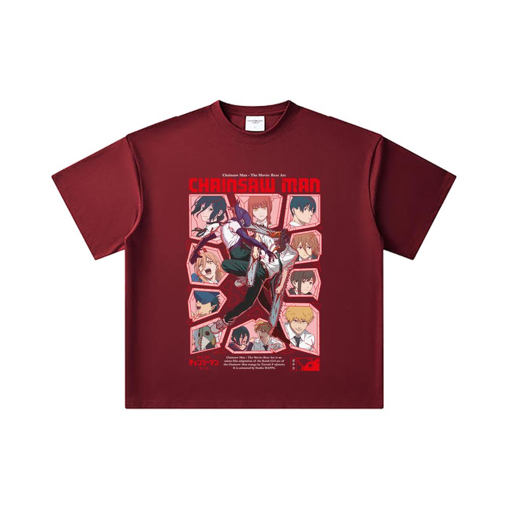 260 GSM Double Yarn 32 Count 100% Cotton Chainsaw Man V18 Reze Arc Print Unisex Heavy Cotton T Shirt 2XL вина червоного кольору
260 GSM Double Yarn 32 Count 100% Cotton Chainsaw Man V18 Reze Arc Print Unisex Heavy Cotton T Shirt 2XL вина червоного кольору