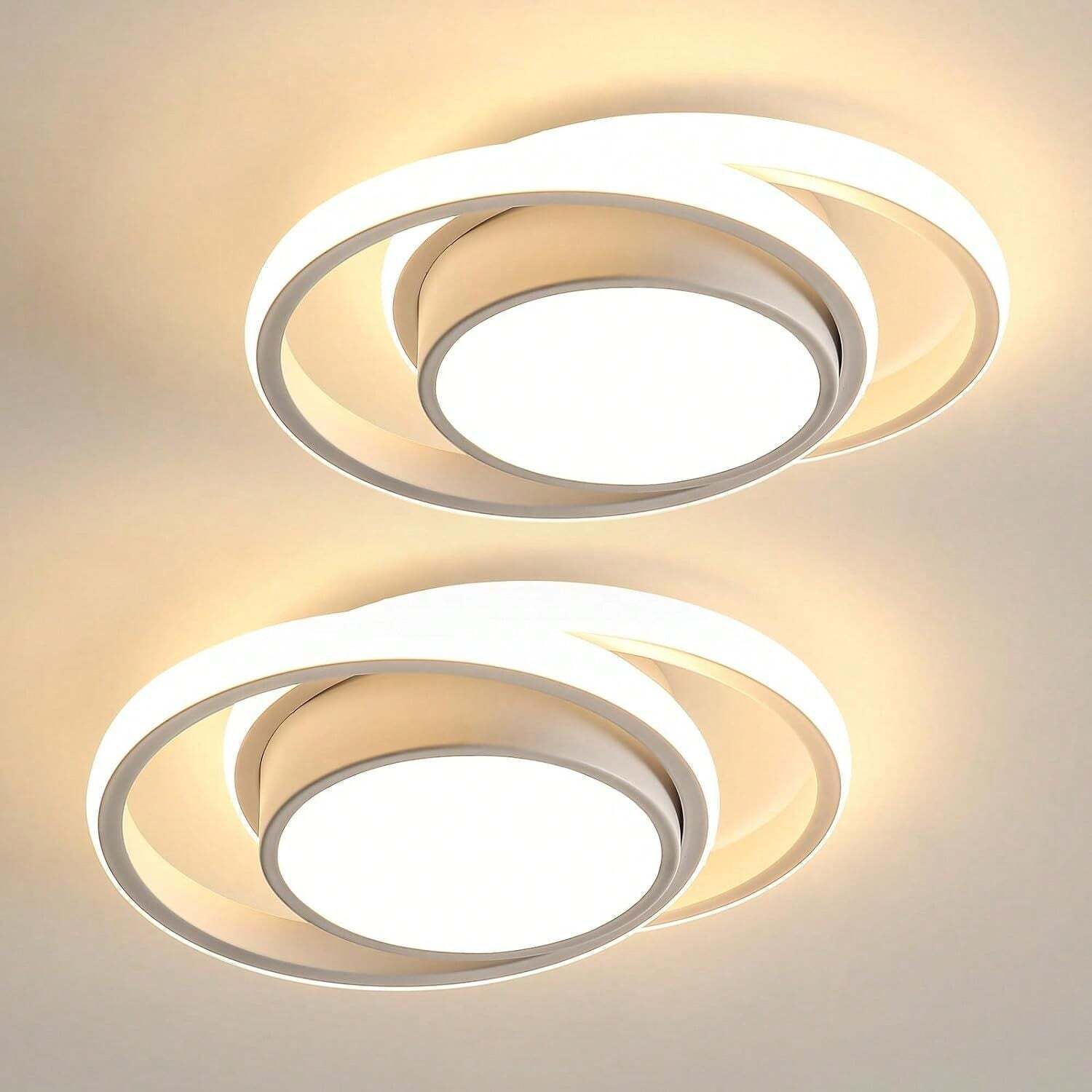 2 Pcs LED Ceiling Light SENQIU Modern Design Round Ceiling Light for Living Room Bedroom Dining Room Office