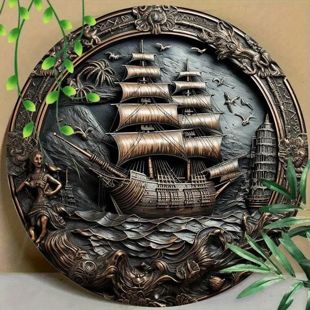 Aluminum Round Wall Art Pirate Ship 3D Metal Decoration Home Office Coffee Shop Decor 20x20
Aluminum Round Wall Art Pirate Ship 3D Metal Decoration Home Office Coffee Shop Decor 20x20