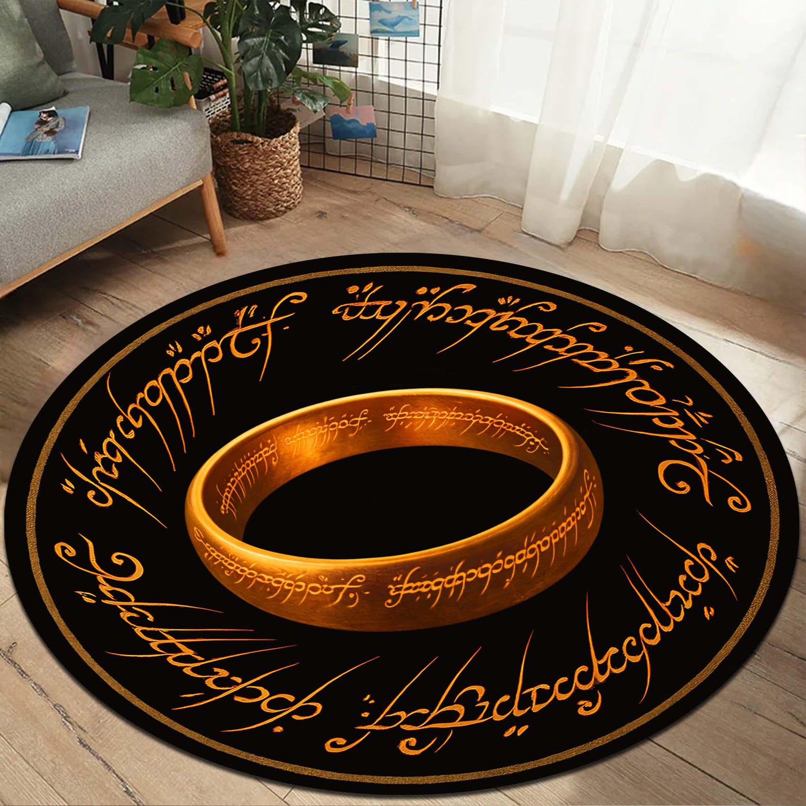 Mystic Elvish Script Rug: Glowing Ring Fantasy Decor, Popular Livingroom Carpet, Gamer Room FloorMat 60cm x 60cm
Mystic Elvish Script Rug: Glowing Ring Fantasy Decor, Popular Livingroom Carpet, Gamer Room FloorMat 60cm x 60cm