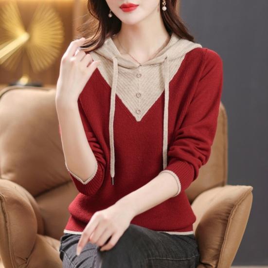 Женский осенне-зимний свитер, соответствующий цвету в стиле пэчворк, вязаный на шнурке с капюшоном и длинным рукавом, толстый теплый пуловер, мягкий эластичный женский свитер хаки 
Женский осенне-зимний свитер, соответствующий цвету в стиле пэчворк, вязаный на шнурке с капюшоном и длинным рукавом, толстый теплый пуловер, мягкий эластичный женский свитер хаки