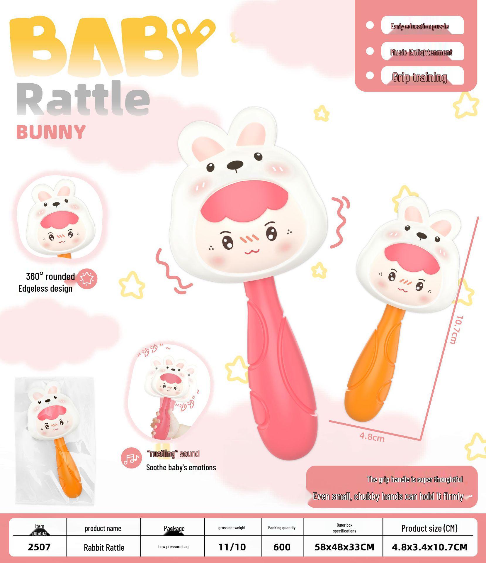 Clapping Bell Drum: Educational Rattle Percussion Toy for Ages 0-2
Clapping Bell Drum: Educational Rattle Percussion Toy for Ages 0-2
