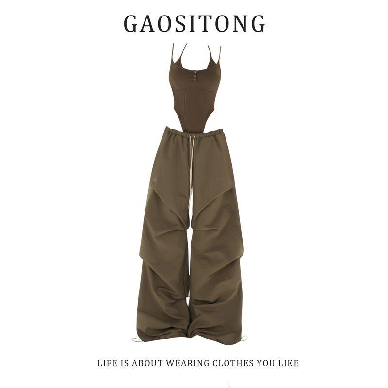 Gaositong American Retro Fake Two-Piece Halter Neck Suspender Top for Women Spring/Summer 2026 Spicy Girl Loose Wide-Leg Pants Set Top M
Gaositong American Retro Fake Two-Piece Halter Neck Suspender Top for Women Spring/Summer 2026 Spicy Girl Loose Wide-Leg Pants Set Top M