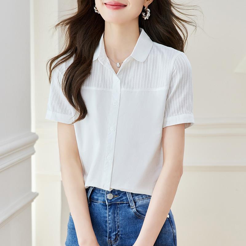 Однотонная рубашка с лацканами, летняя новинка, простая тонкая блузка с короткими рукавами XXXL белый
Однотонная рубашка с лацканами, летняя новинка, простая тонкая блузка с короткими рукавами XXXL белый