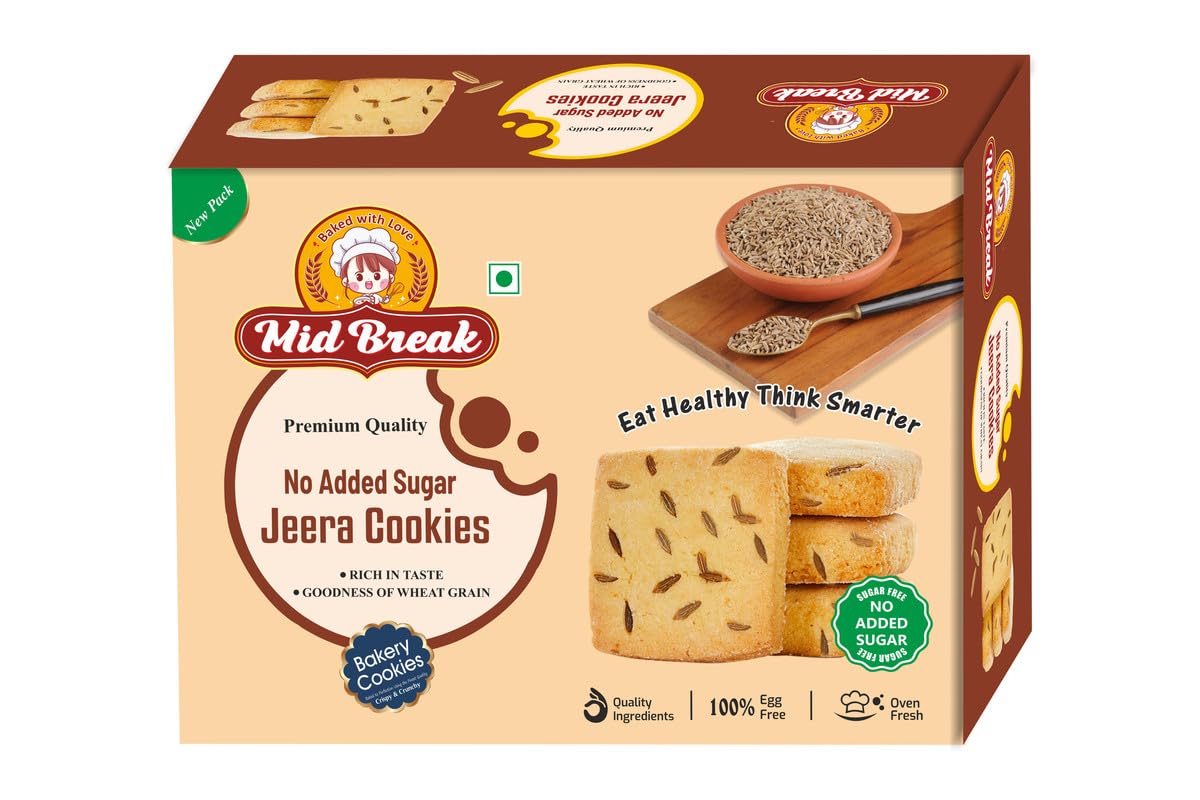 Mid Break Premium Jeera Biscuits - 300gm (Pack Of 1) | High In Fiber, Gut-Friendly, Low Glycemic Index Biscuits With No Added Sugar | Tasty
Mid Break Premium Jeera Biscuits - 300gm (Pack Of 1) | High In Fiber, Gut-Friendly, Low Glycemic Index Biscuits With No Added Sugar | Tasty