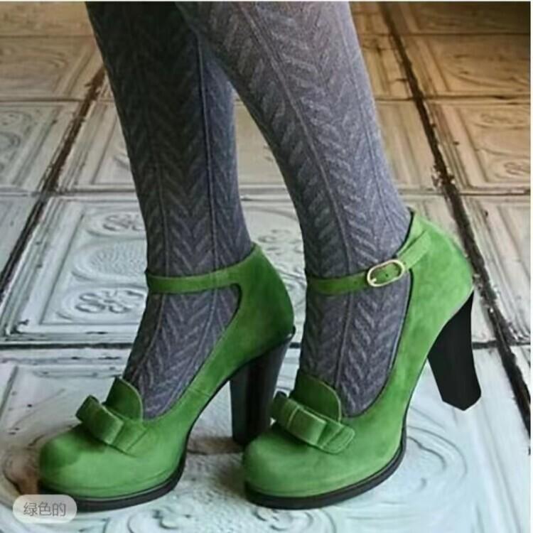 Bow suede shoes new European and American style round head shallow mouth one-word buckle with thick heel high heel single shoes 34
Bow suede shoes new European and American style round head shallow mouth one-word buckle with thick heel high heel single shoes 34