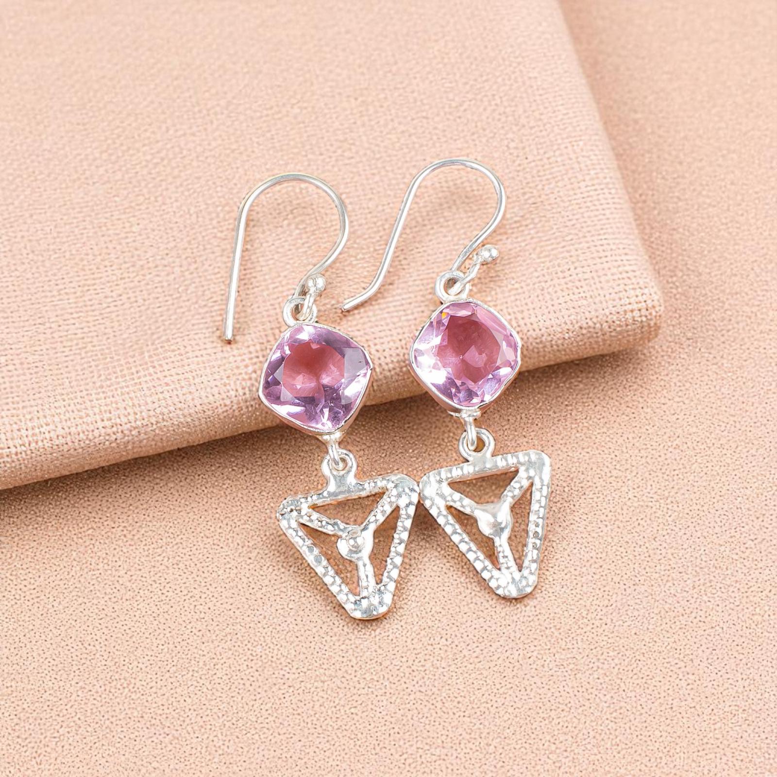 Morganite Gemstone 925 Sterling Silver Jewelry Handcrafted Dangle Earrings 2.00 EE-45-11
Morganite Gemstone 925 Sterling Silver Jewelry Handcrafted Dangle Earrings 2.00 EE-45-11