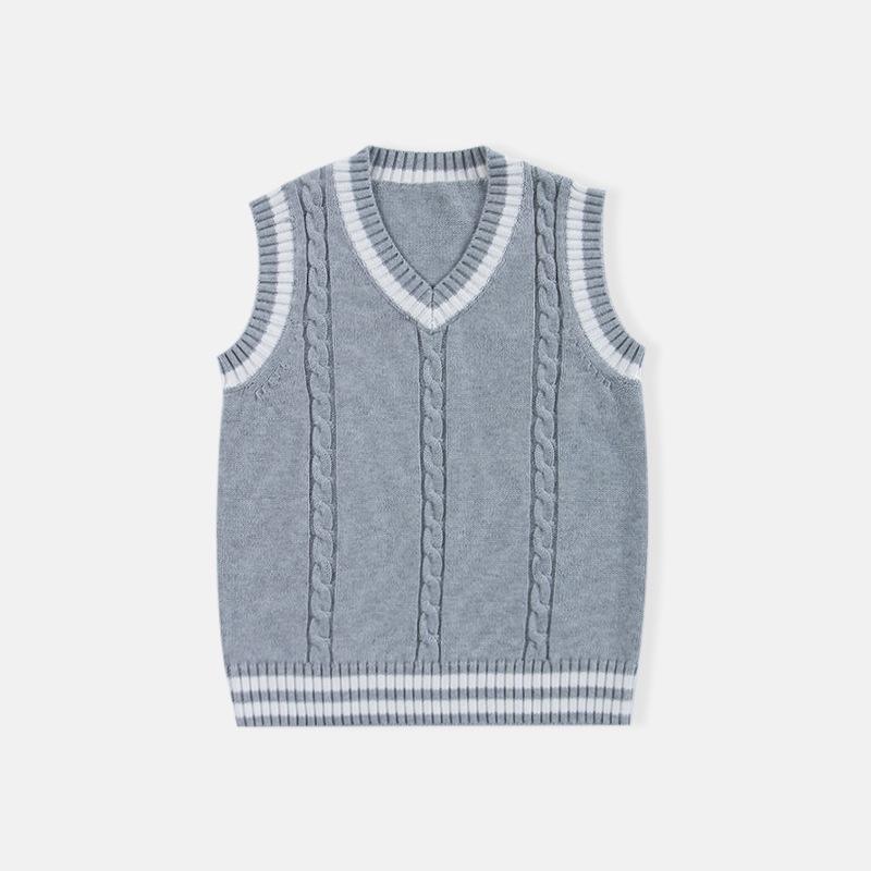 Осень-Зима 2023 Преппи Стиль Шерстяной Жилет без Рукавов для Мальчиков и Девочек 140/XS