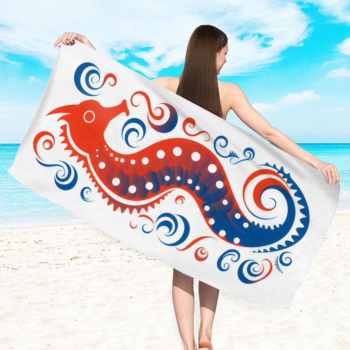Seahorse creative pattern digital-printed polyester Superfine fiber double-sided fleece Beach vacation bath towel, beach towel W30*H60(CM)
Seahorse creative pattern digital-printed polyester Superfine fiber double-sided fleece Beach vacation bath towel, beach towel W30*H60(CM)